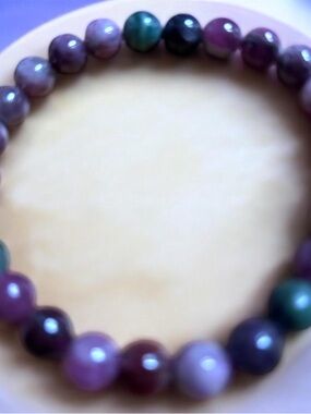 Natural Ruby Beaded Stretch Bracelet — Women’s Jewelry 8mm